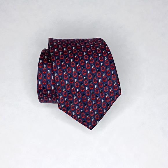 Christian Dior Equestrian Stirrup Print Silk Tie - Picture 4 of 4